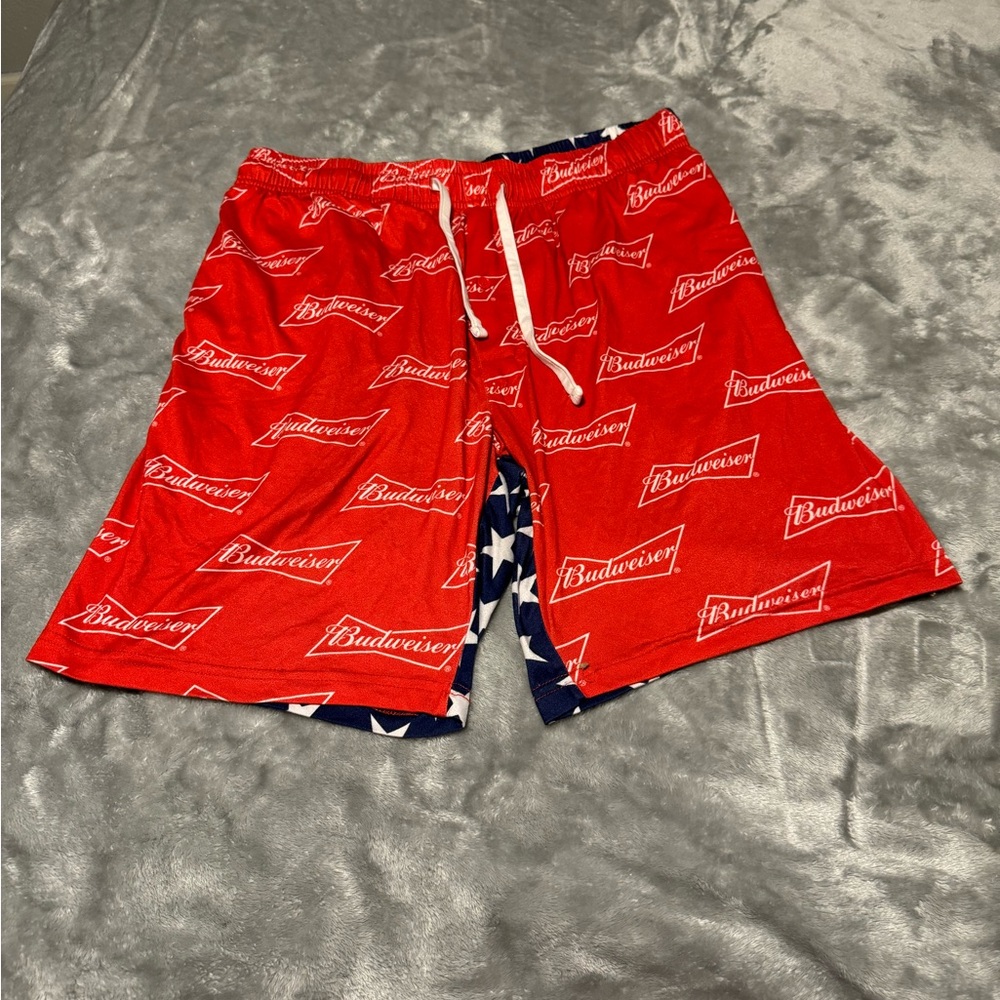 Budweiser Red Pajama Shorts with Logo Design